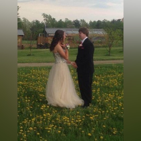 Tiffany Champagne Prom Gown Size 10 (Would fit 8) - Picture 9 of 9